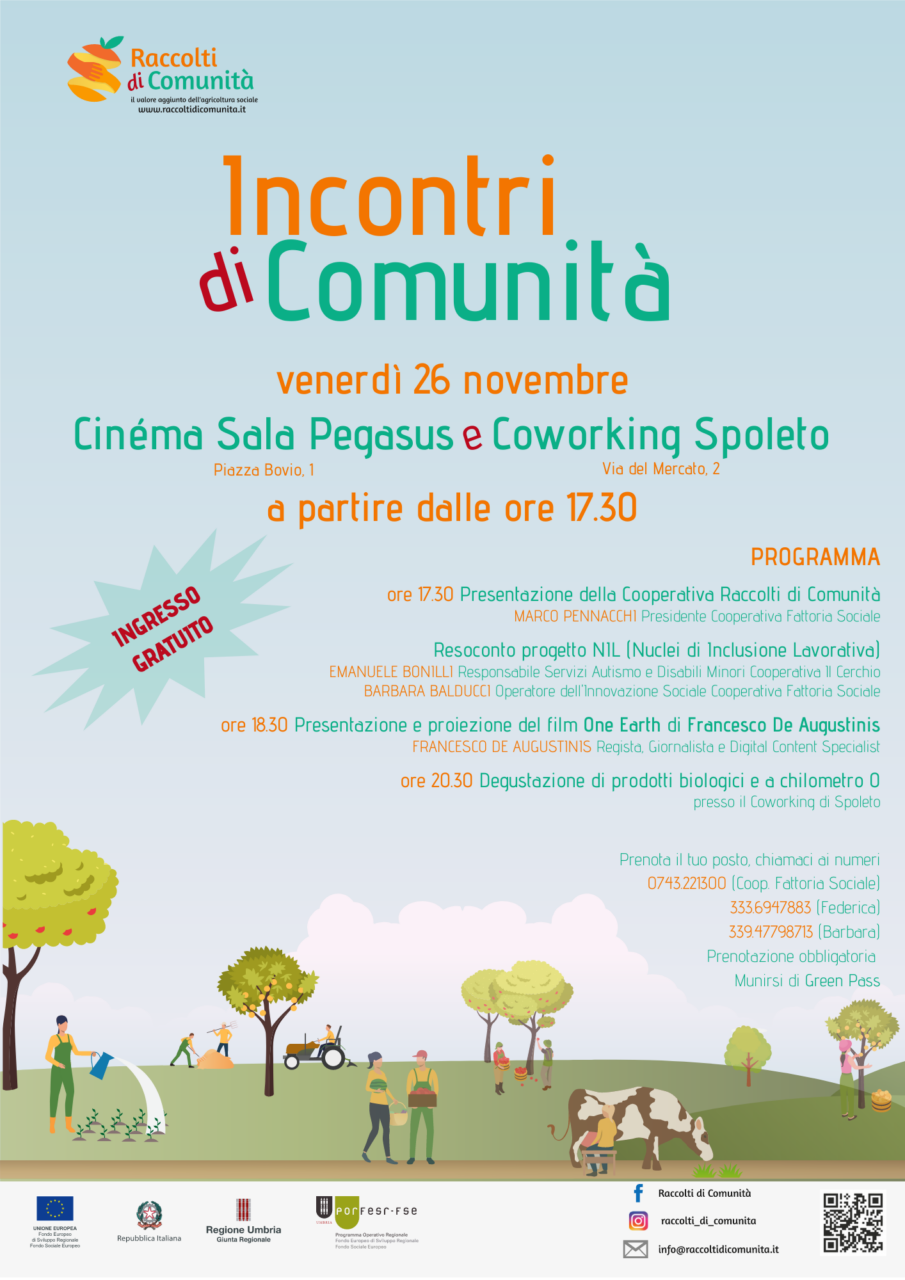 Incontro di comunità con Fattoria sociale si parlerà sostenibilità inclusione