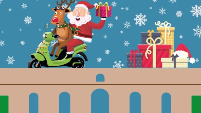 Babbo Natale in moto consegna doni alla città di Spoleto