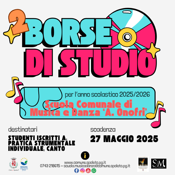 Online il bando della Scuola Comunale di Musica e Danza “Alessandro Onofri