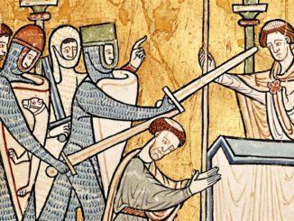 L’assassinio di Thomas Becket dipinto in una chiesa di Spoleto