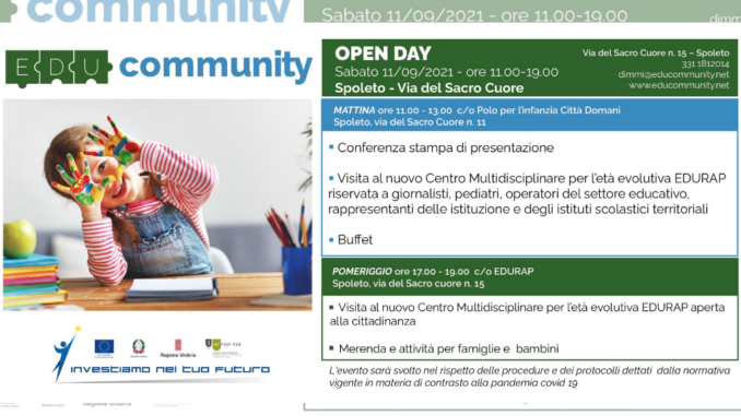 Open Day per la nascita di Educommunity l'11 settembre