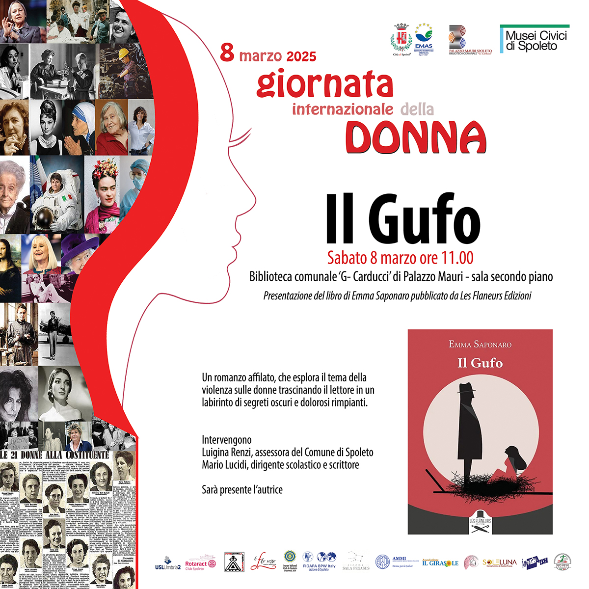 8 Marzo, presentazione del libro di Emma Saponaro “Il Gufo”