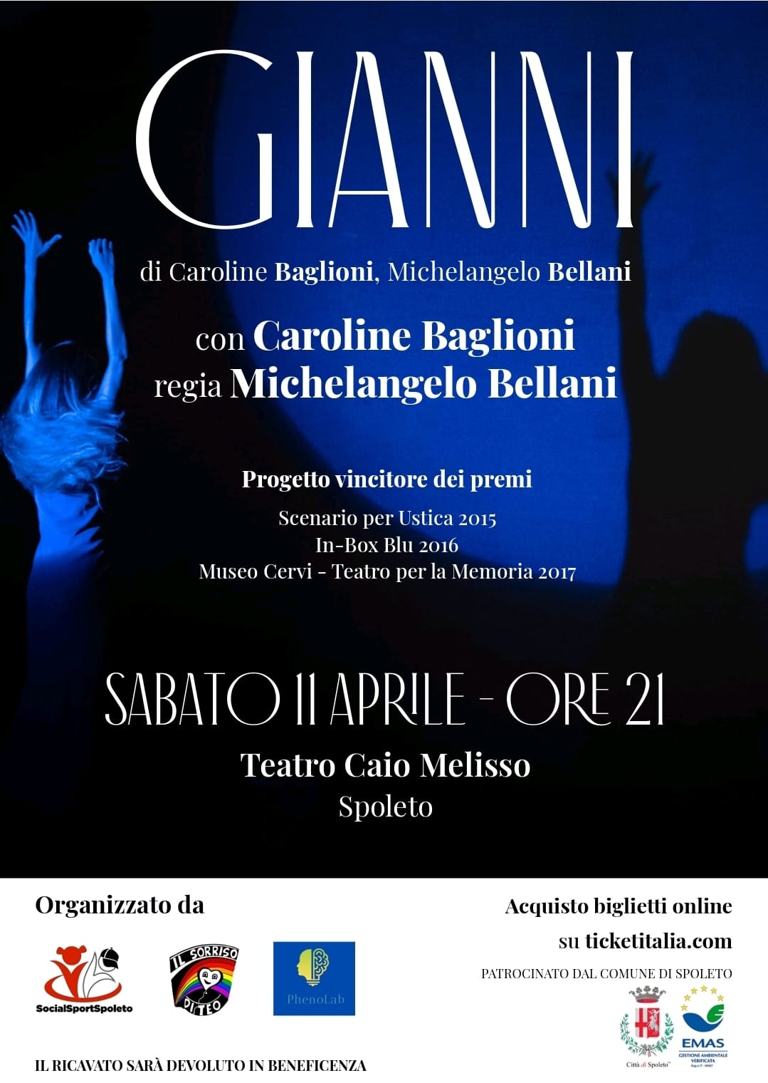 Spettacolo di Caroline Baglioni a Spoleto per il volontariato locale